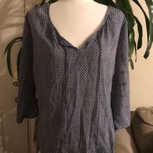 Blue Polka Dot Cold Shoulder Top